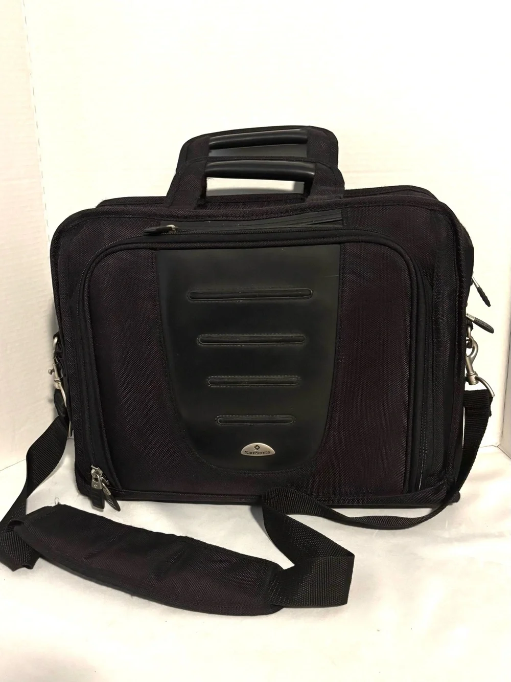 Samsonite Black Men’s Top Load Laptop Briefcase with Shoulder Strap Padded